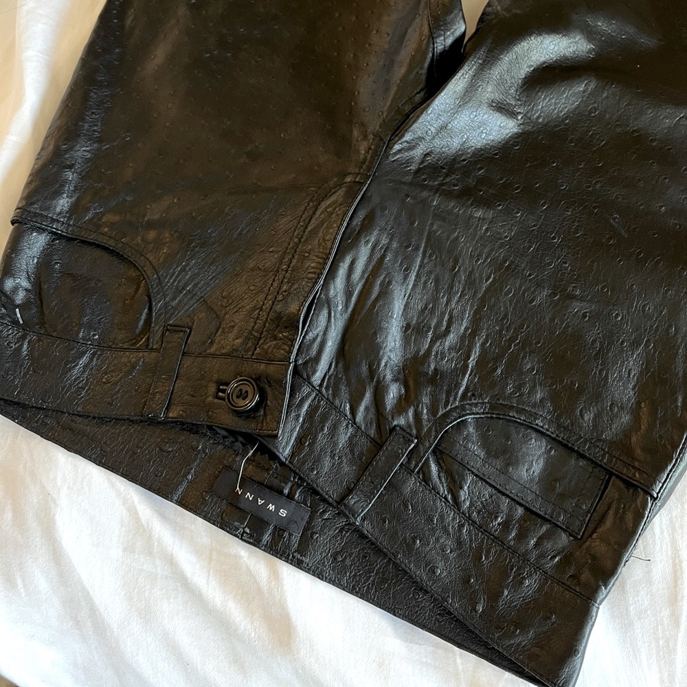 SWANN by Antonia Rovira ostrich leather pants, size M black, genuine leather